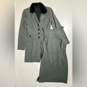 GOOD- Size 7/8 Womens My Michelle 4-Button Pea Coat & Dress Set Polyester Gray